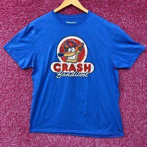 Crash Bandicoot Blue Graphic Retro Game T-Shirt XL